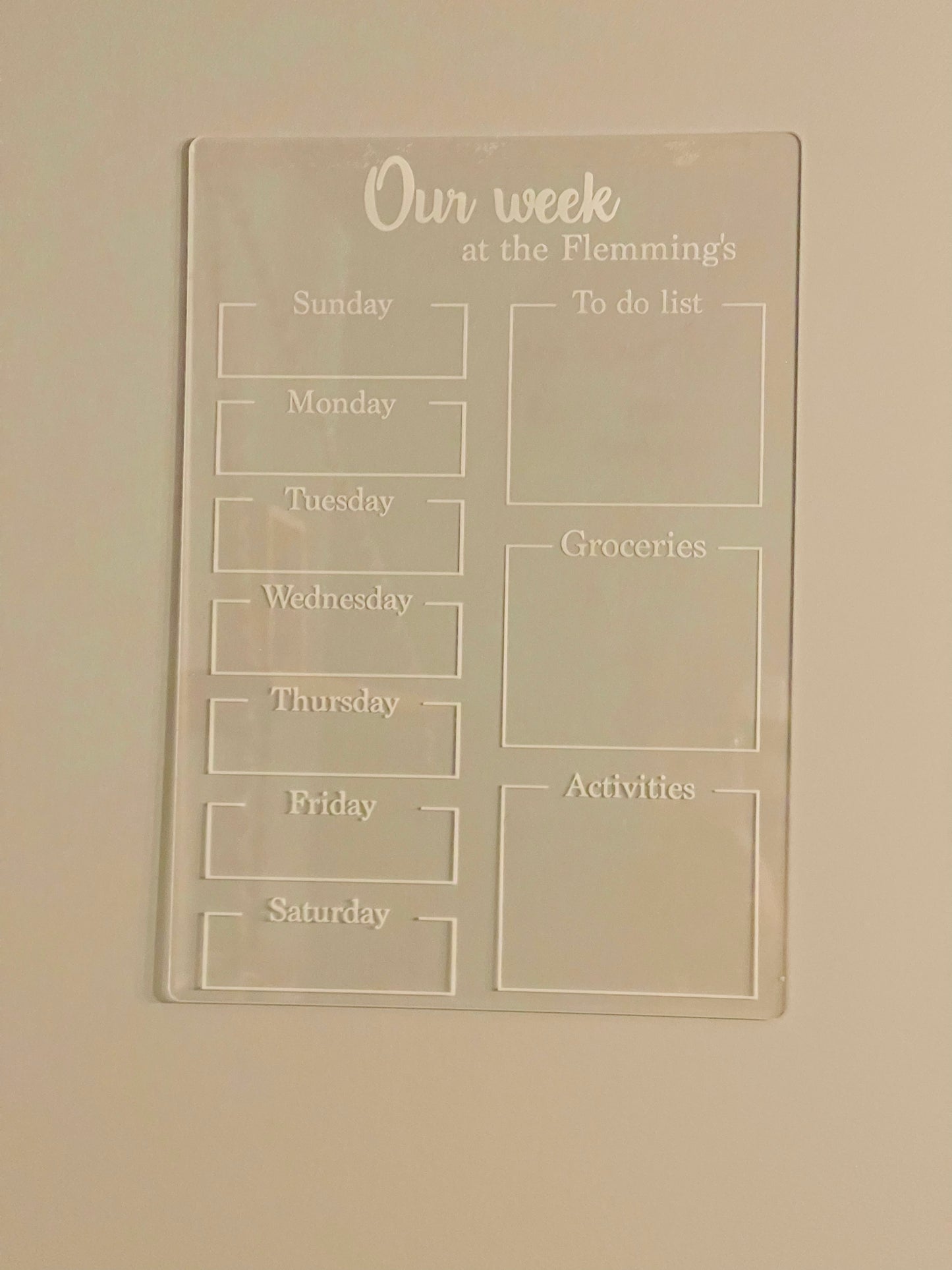 Acrylic Weekly Planners